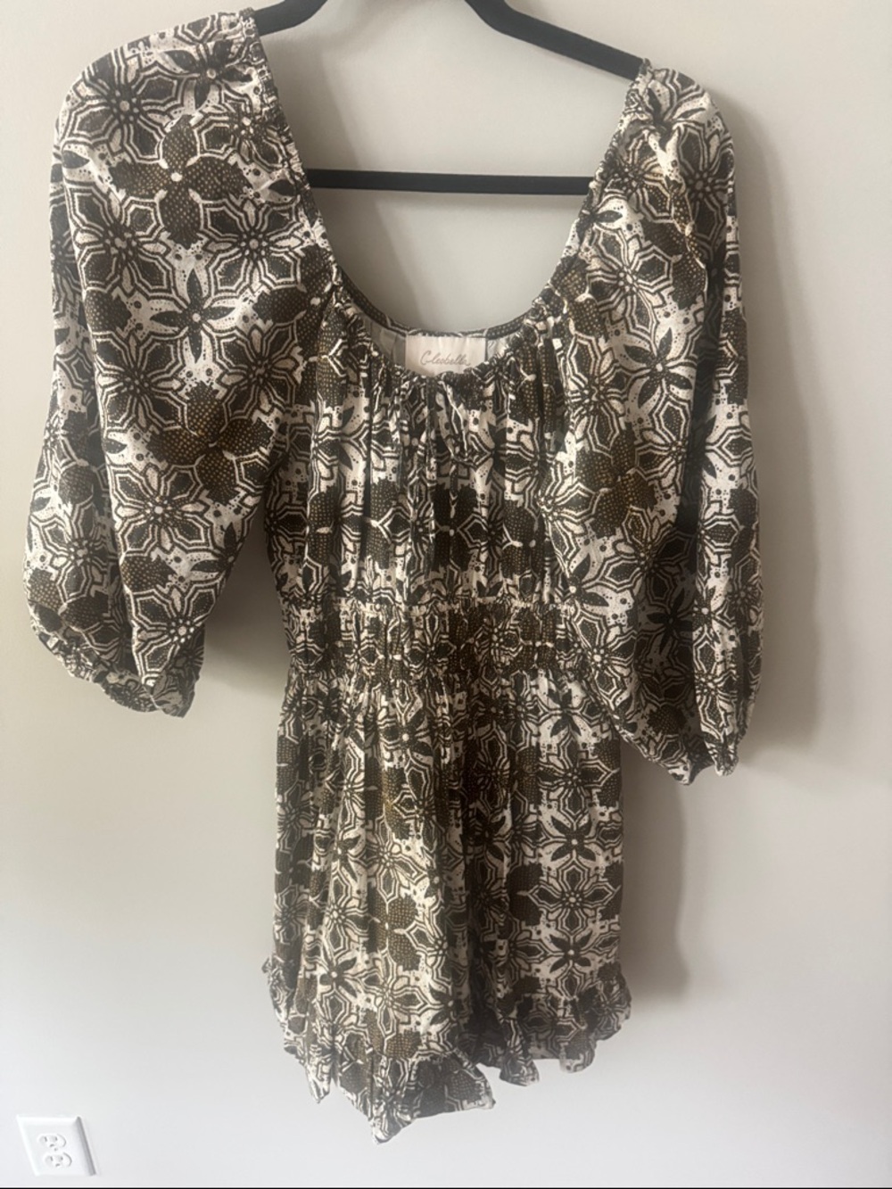 Cleobella Mosaic Print Smocked Waist Designer Short Dress